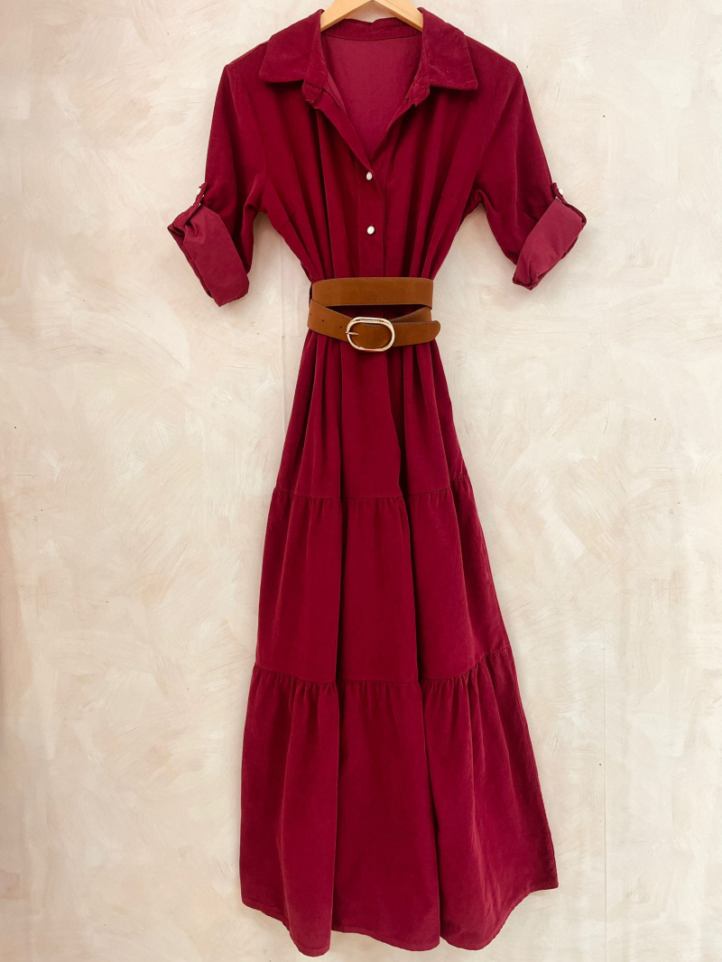 Wholesaler LUMINE - Long cotton velvet dress with belt