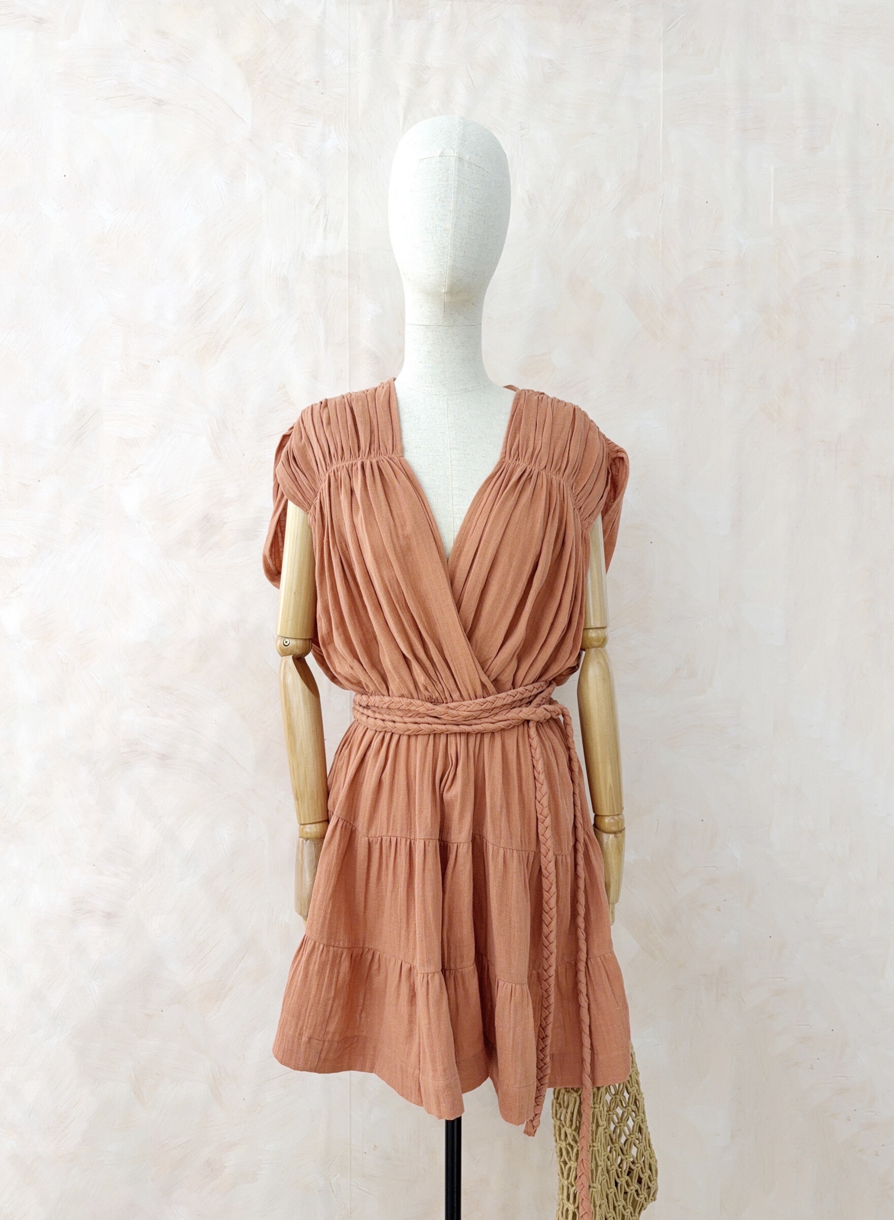 Wholesaler LUMINE - Short cotton gas dress with braided belt