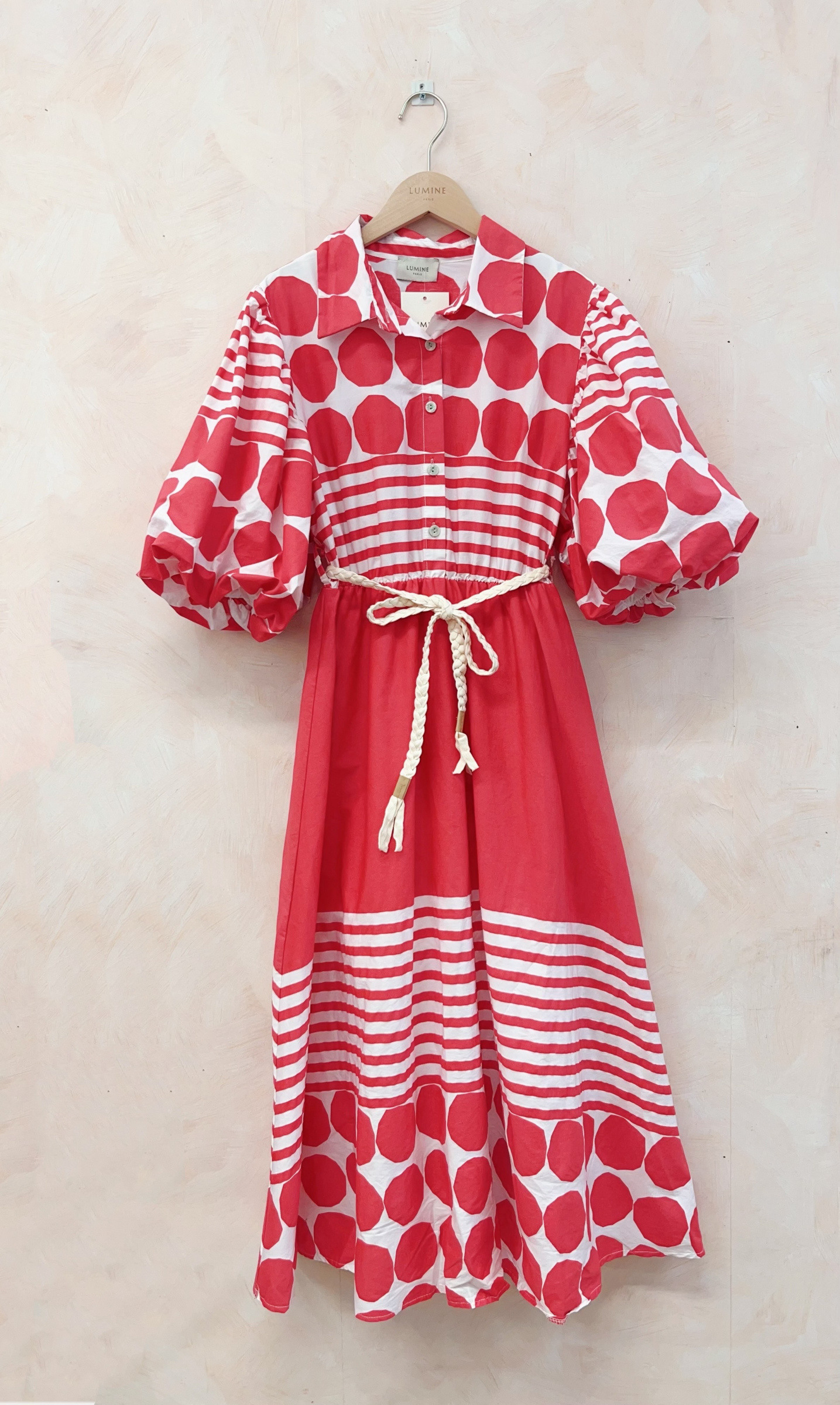Mayorista LUMINE - Vestido de algodón con mangas abullonadas estampado