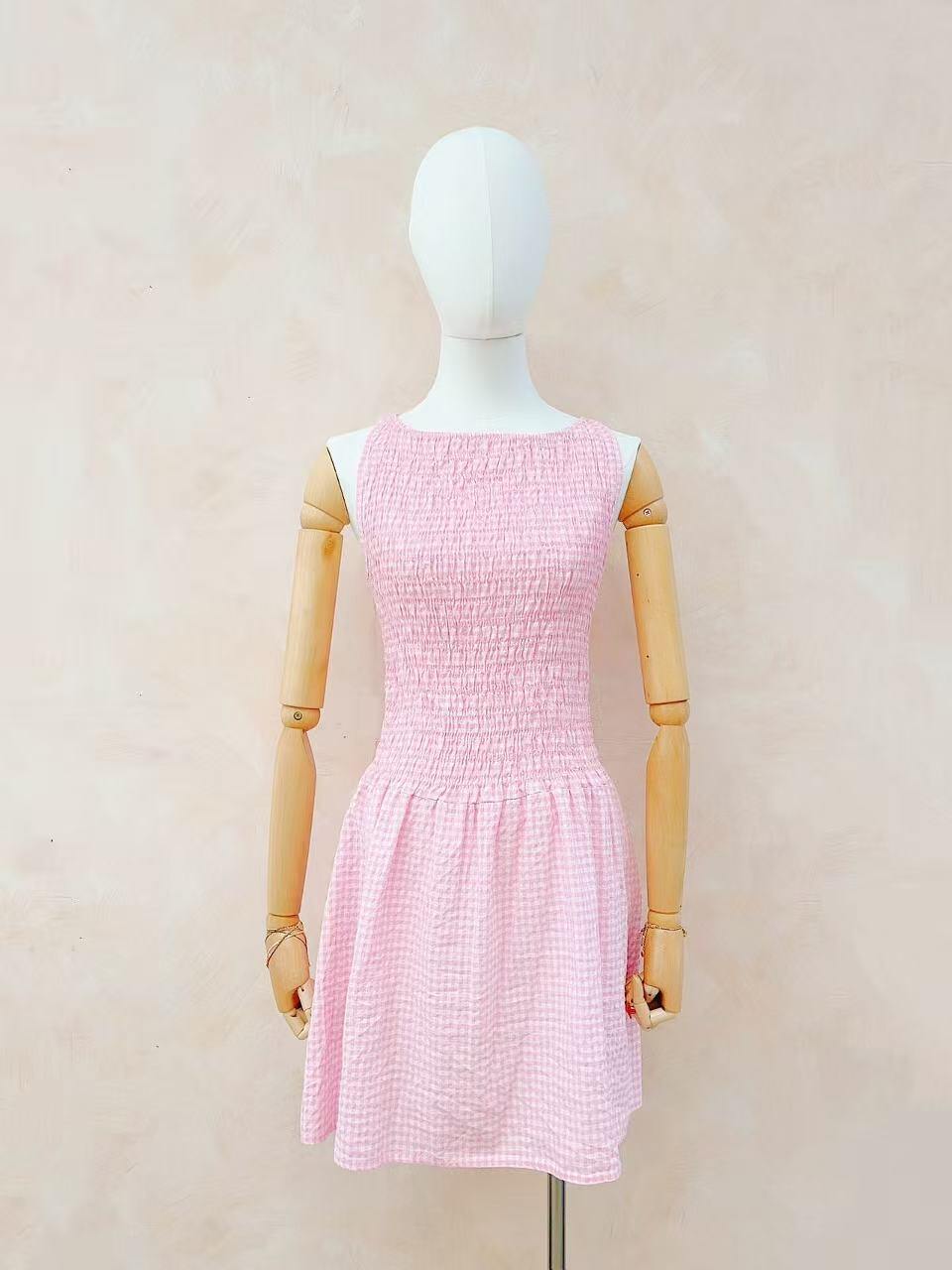 Grossiste LUMINE - Robe vichy smockee