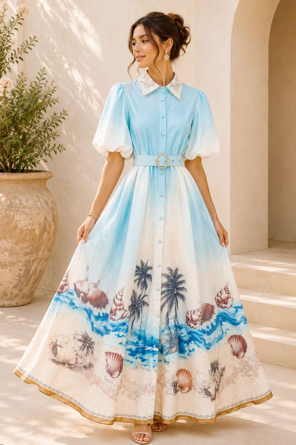 Grossiste LUMINE - Robe imprimer ceinture