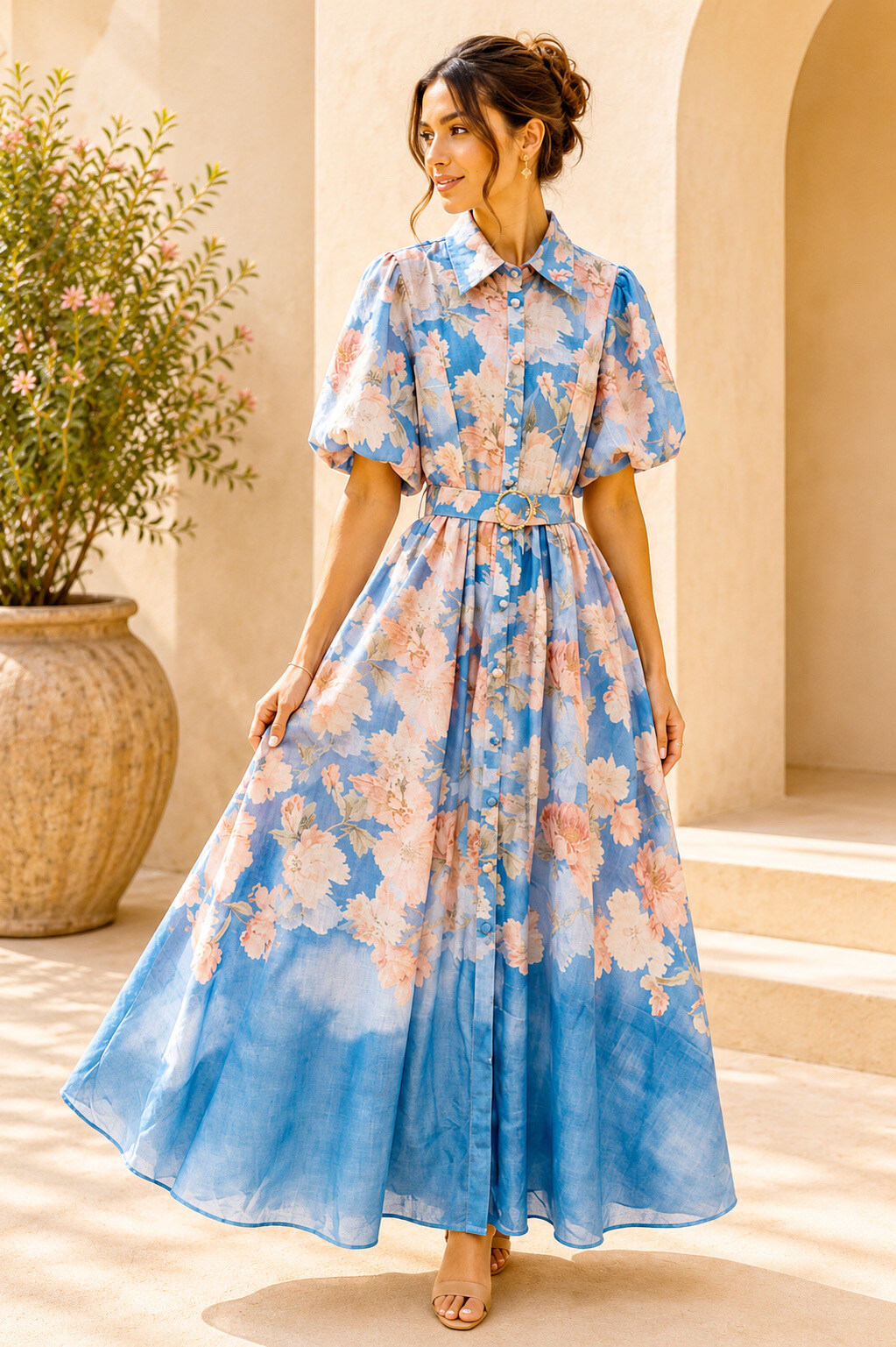 Grossiste LUMINE - Robe imprimer ceinture