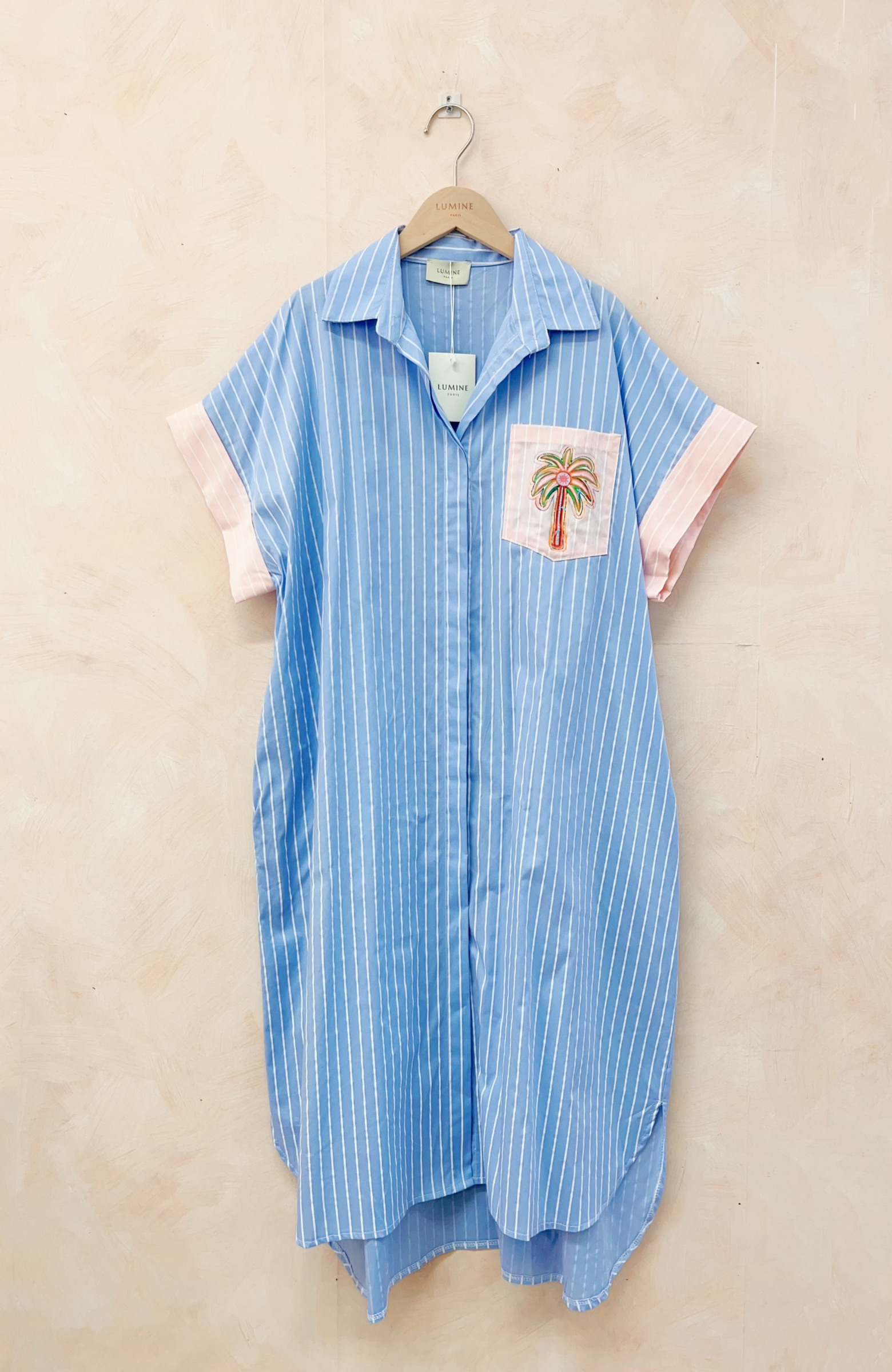 Mayorista LUMINE - Vestido camisero de rayas estampado