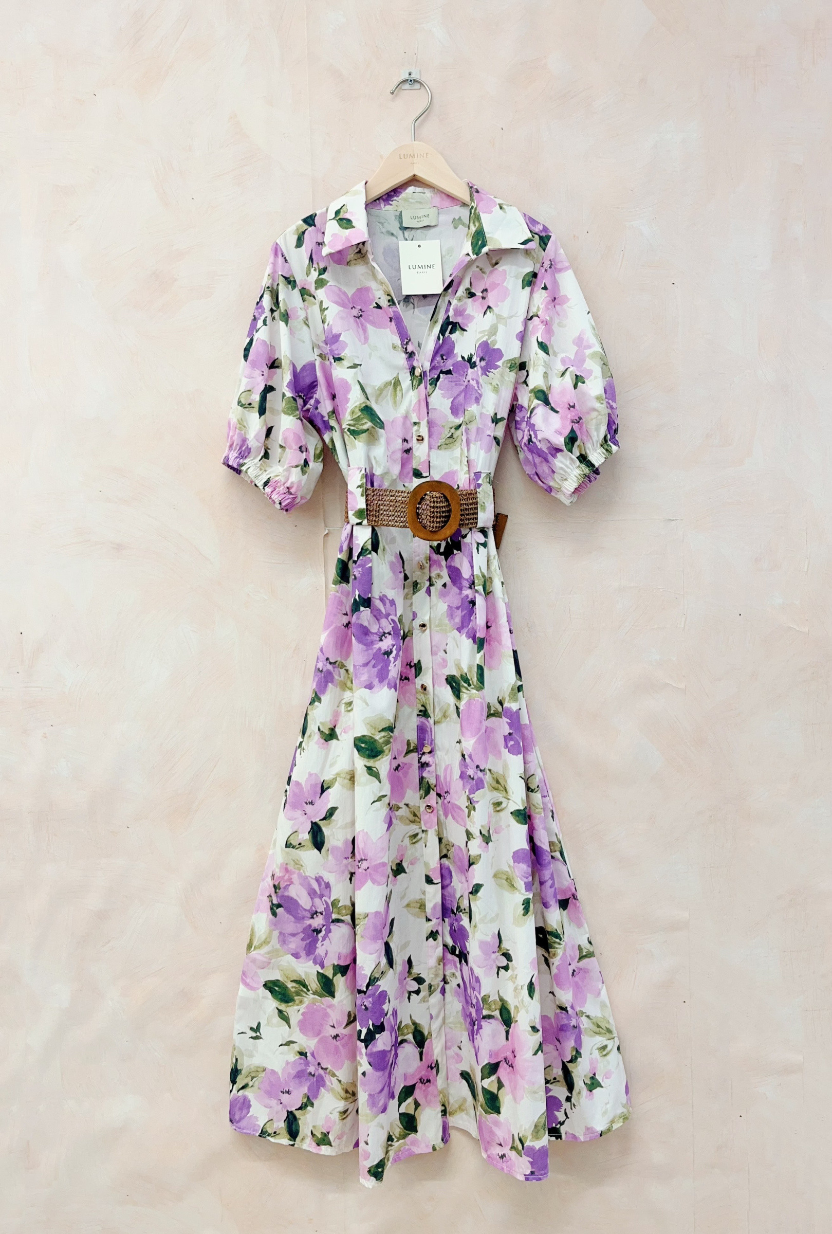 Grossiste LUMINE - Robe longue imprimée ceinture