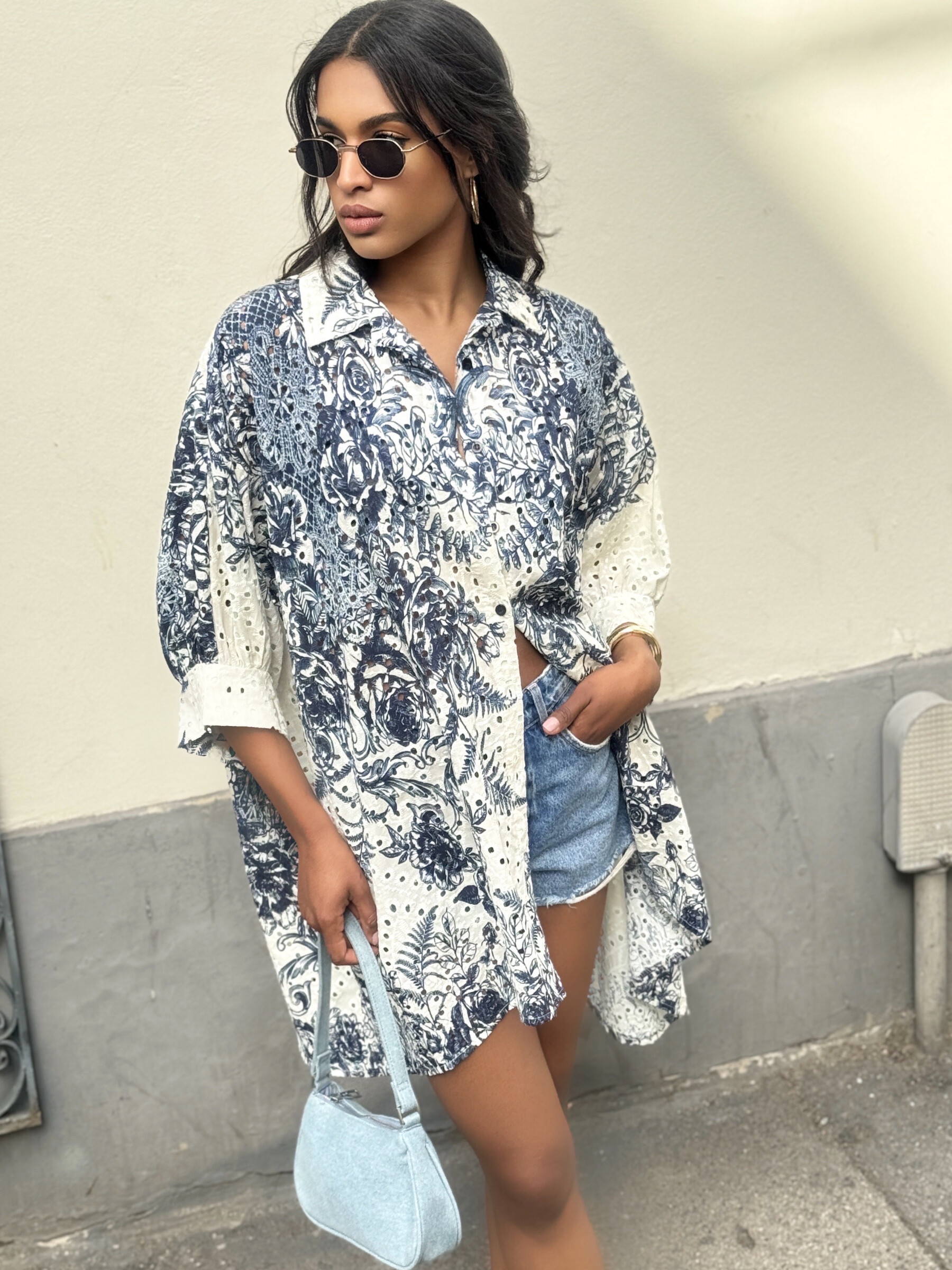 Wholesaler LUMINE - English -printed cotton dress with English embroidery