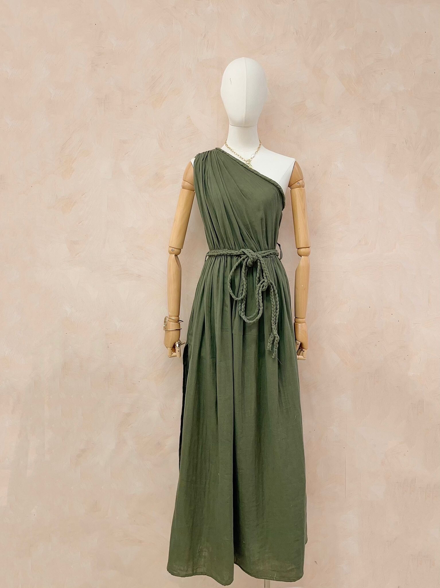 Mayorista LUMINE - Vestido de algodón largo y cinturón