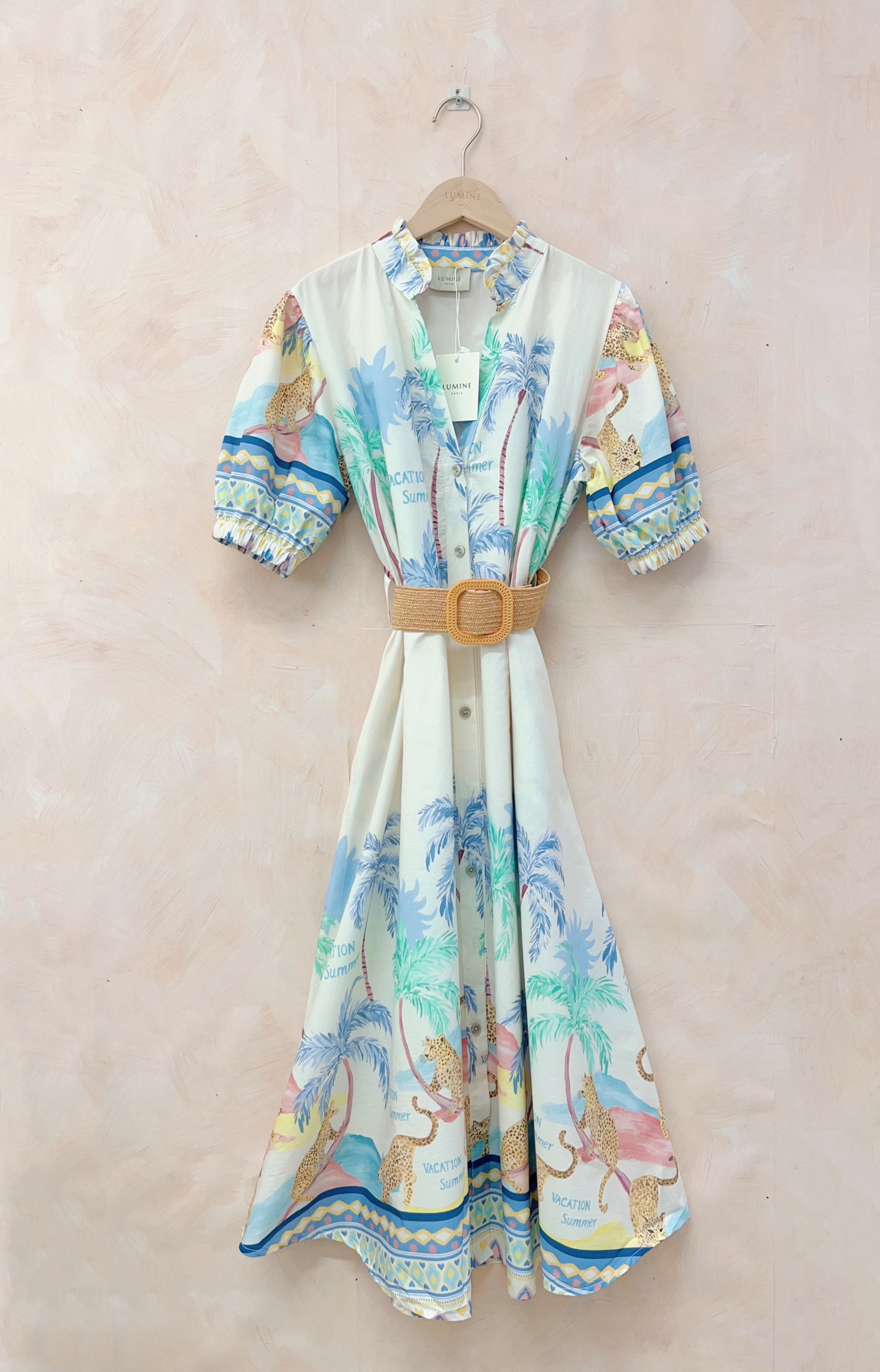 Grossiste LUMINE - Robe imprimer en coton avec ceinture