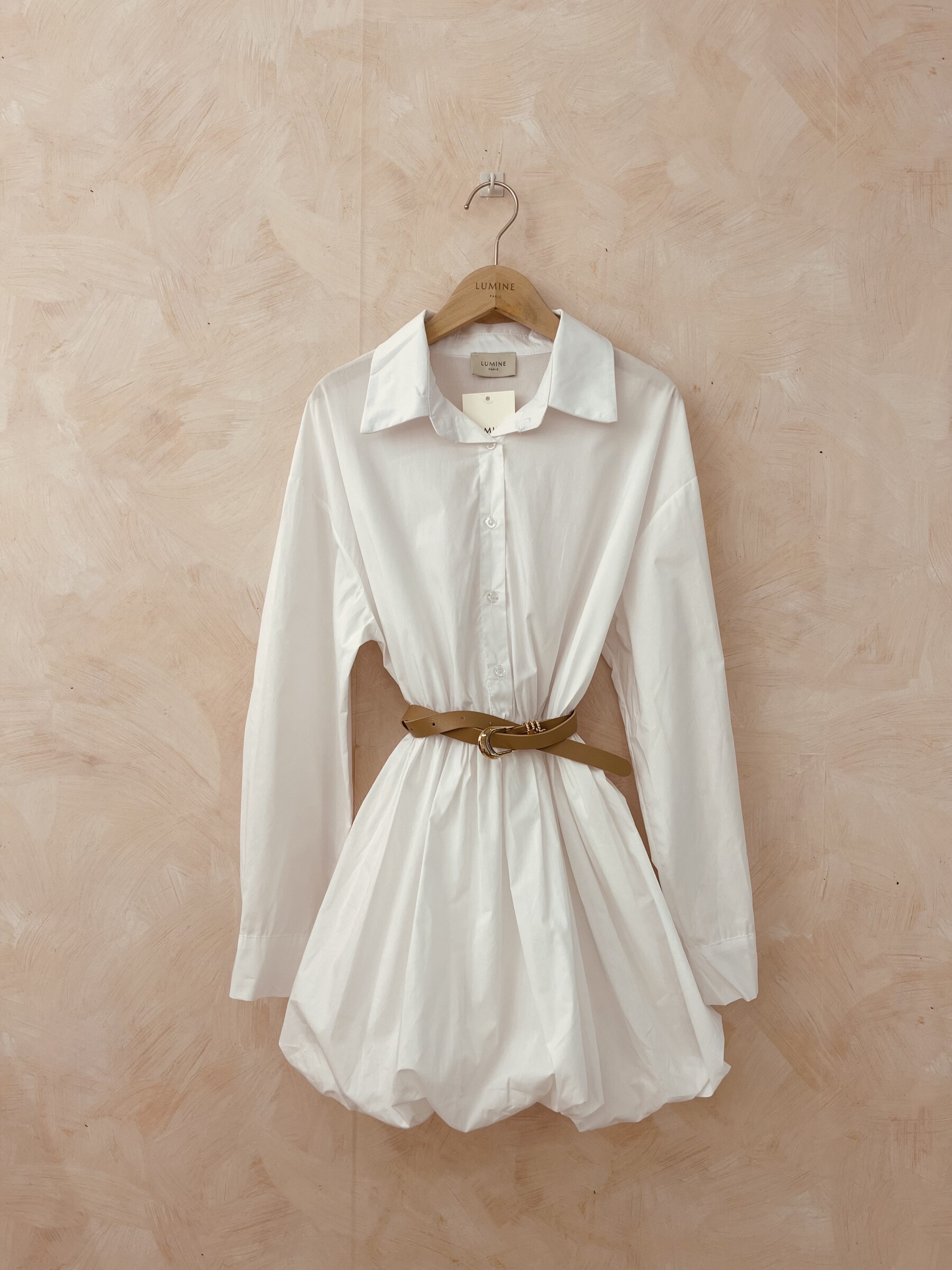 Grossiste LUMINE - Robe courte ballonnée en coton avec ceinture