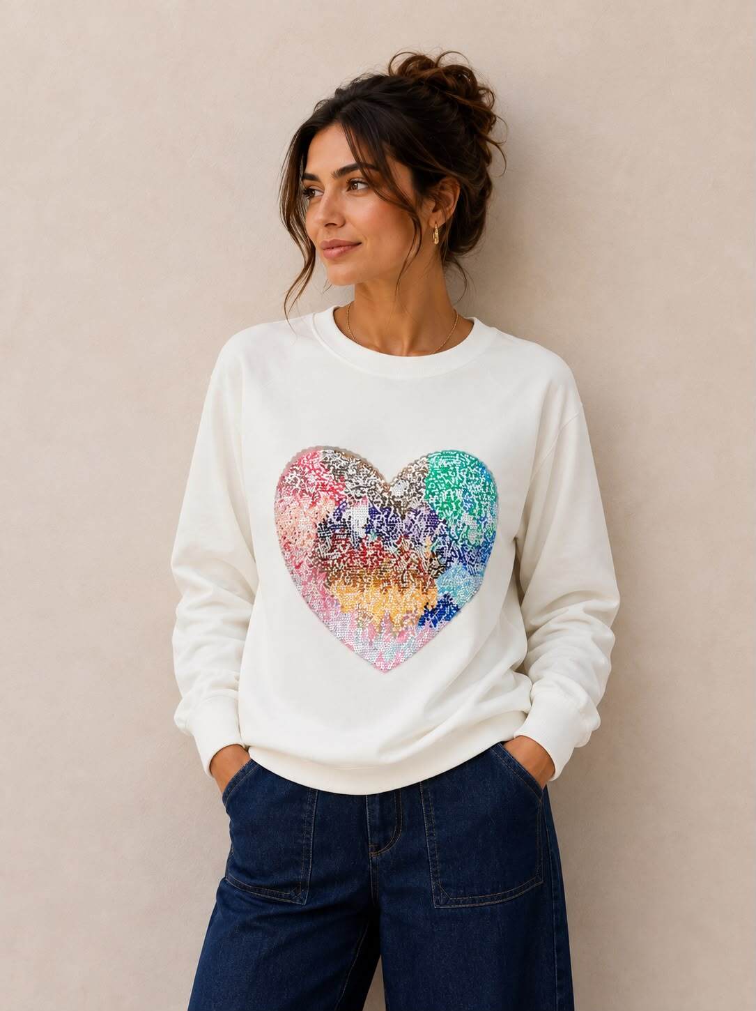 Wholesaler LUMINE - Sweatshirt with sequin heart