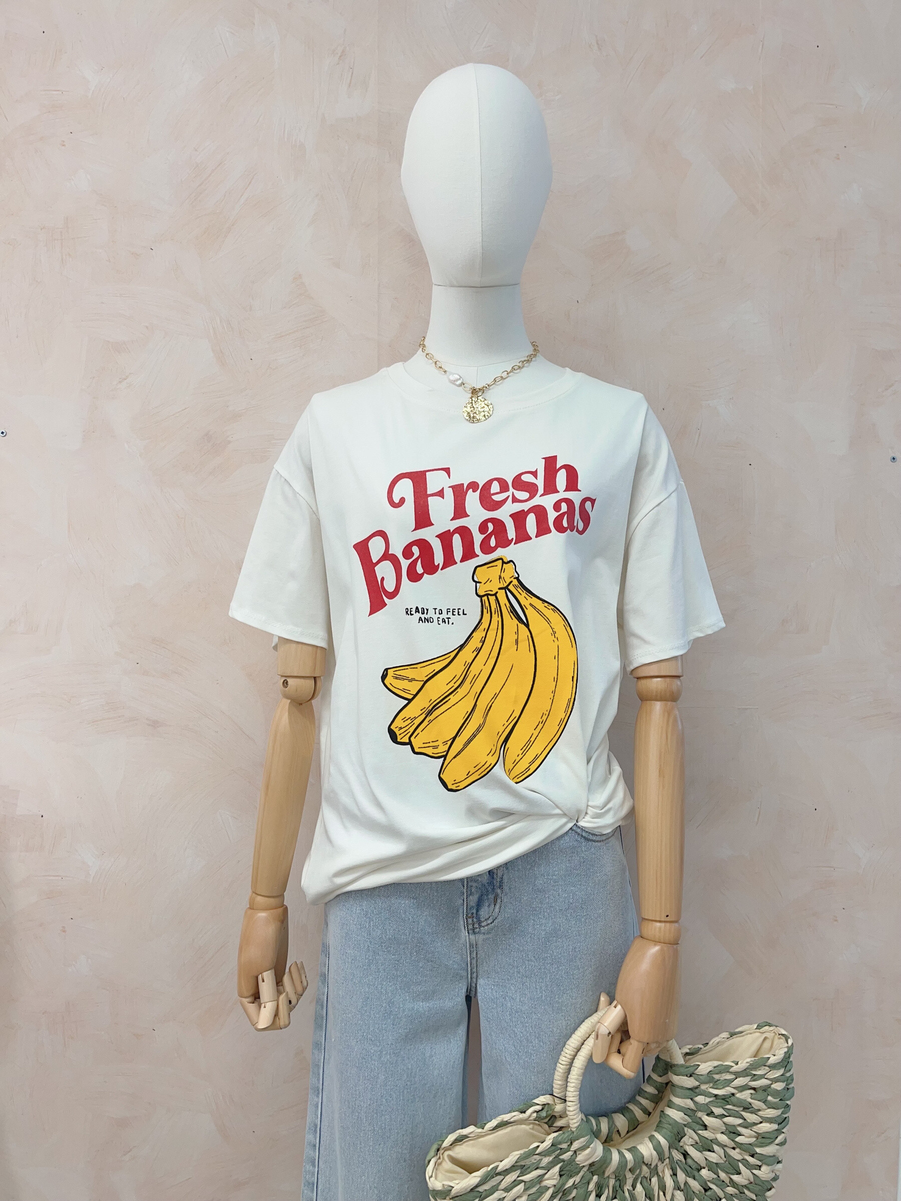 Wholesaler LUMINE - Fresh Fresh Fananas printed cotton t -shirt