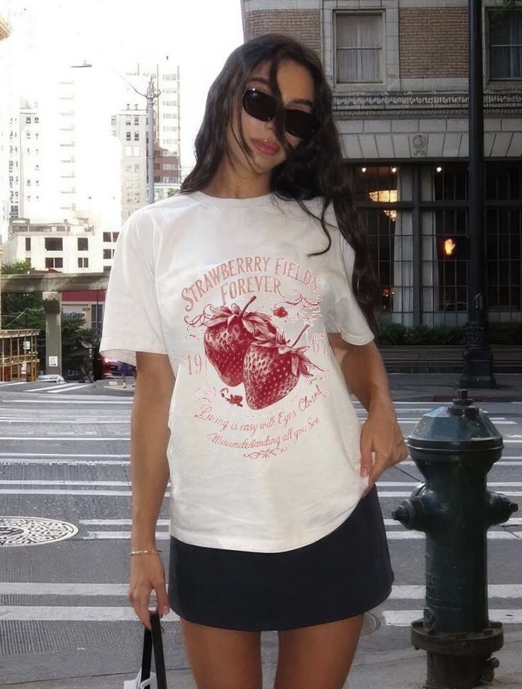 Wholesaler LUMINE - Strawberry printed cotton t -shirt