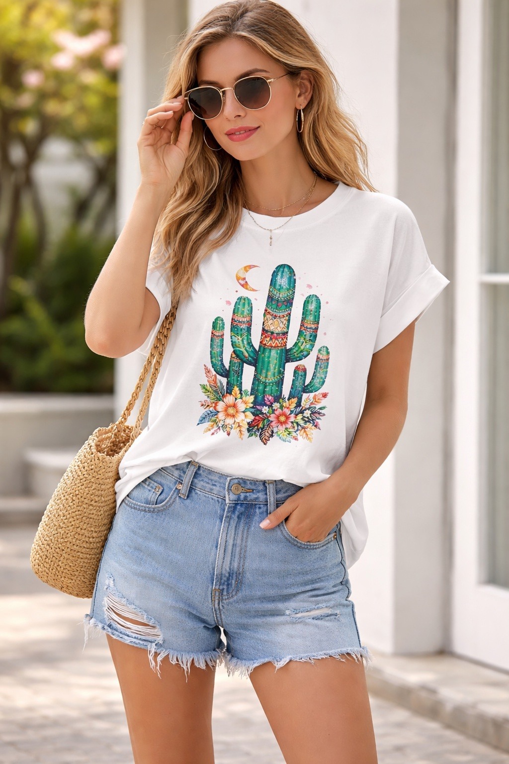 Mayorista LUMINE - Camiseta con estampado de cactus