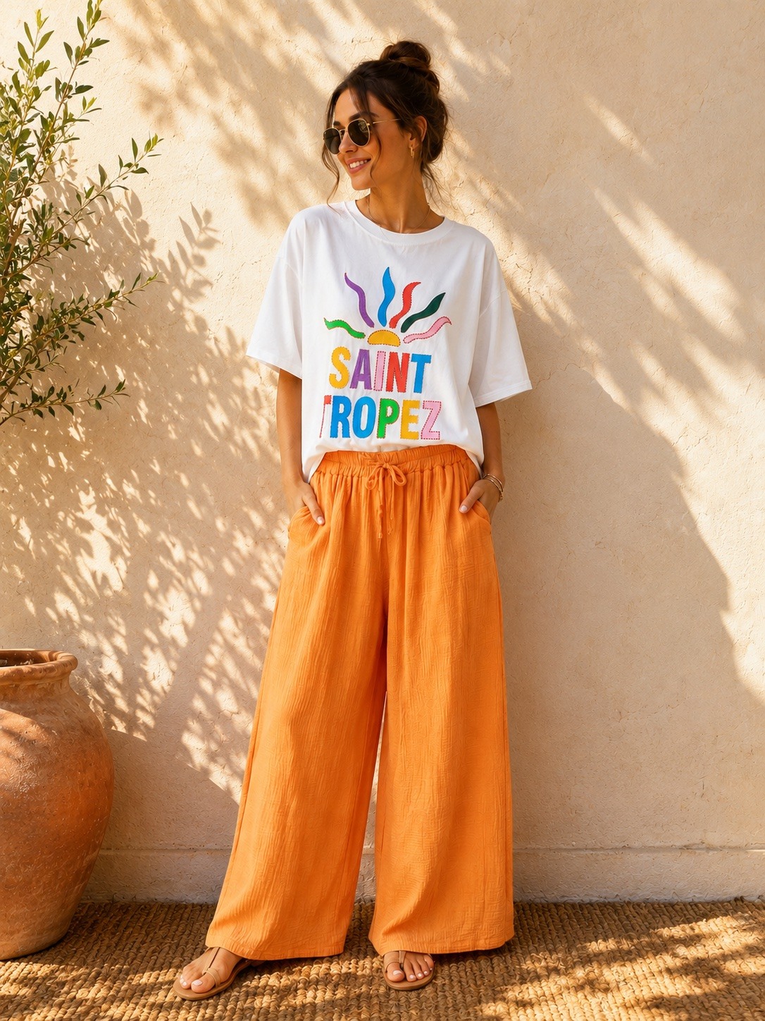 Mayorista LUMINE - Camiseta de algodón bordada Saint Tropez