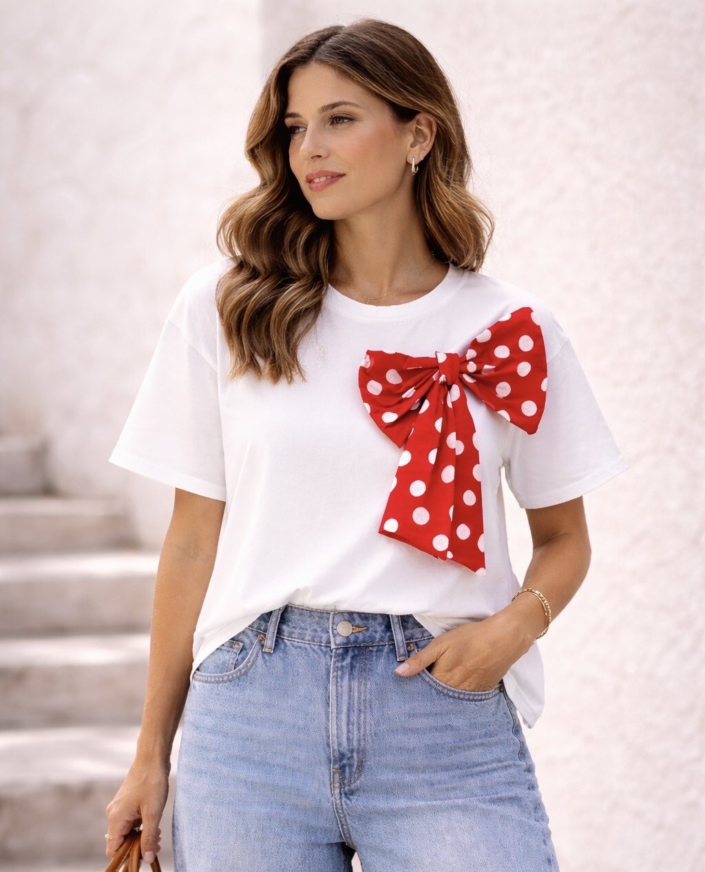 Grossiste LUMINE - Tee-shirt nœud à pois