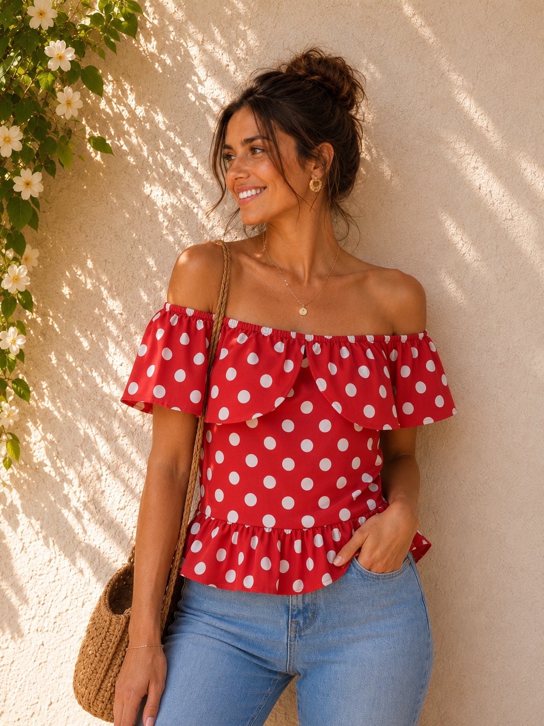 Grossiste LUMINE - Top à pois coton