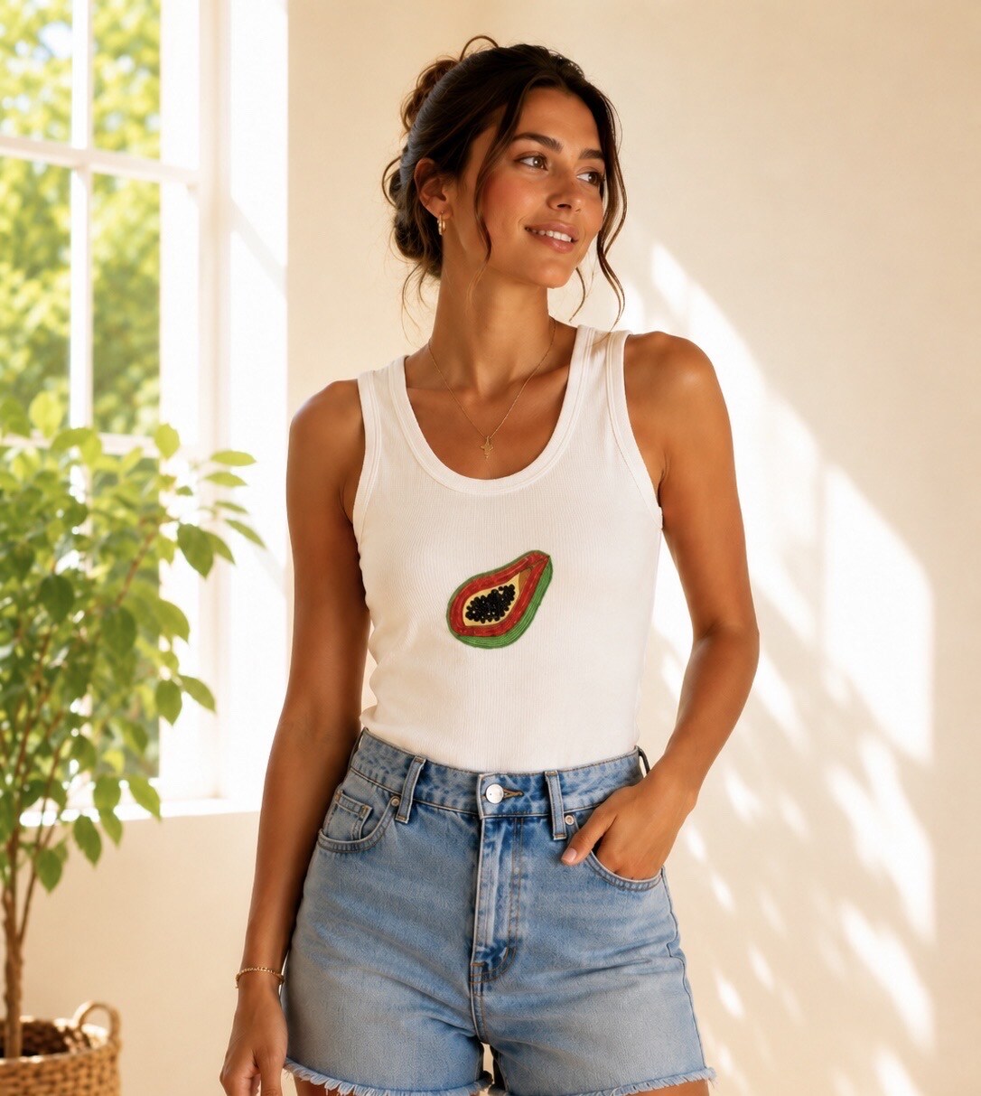 Wholesaler LUMINE - Papaya embroidered sequin top