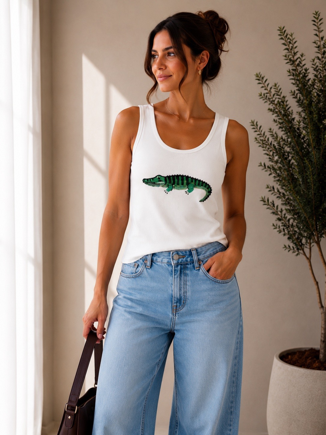 Grossiste LUMINE - Top perle sequin crocodile