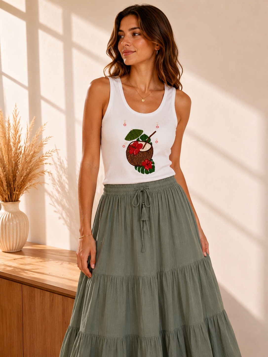 Grossiste LUMINE - Top brodé coconut