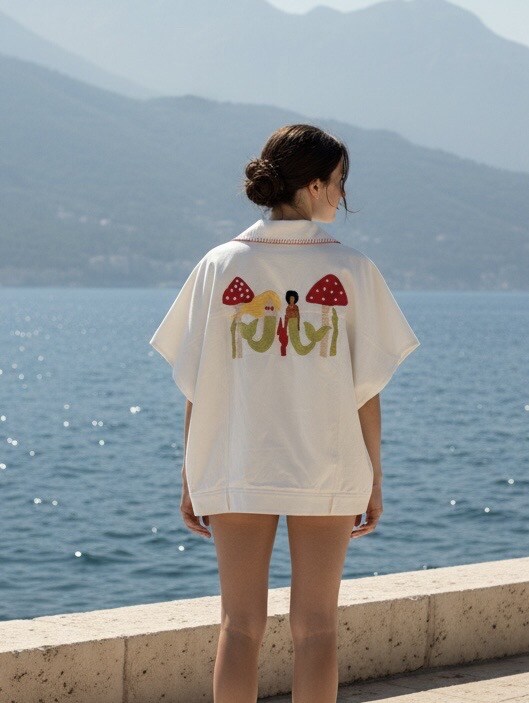 Grossiste LUMINE - Veste coton brode sirene au dos
