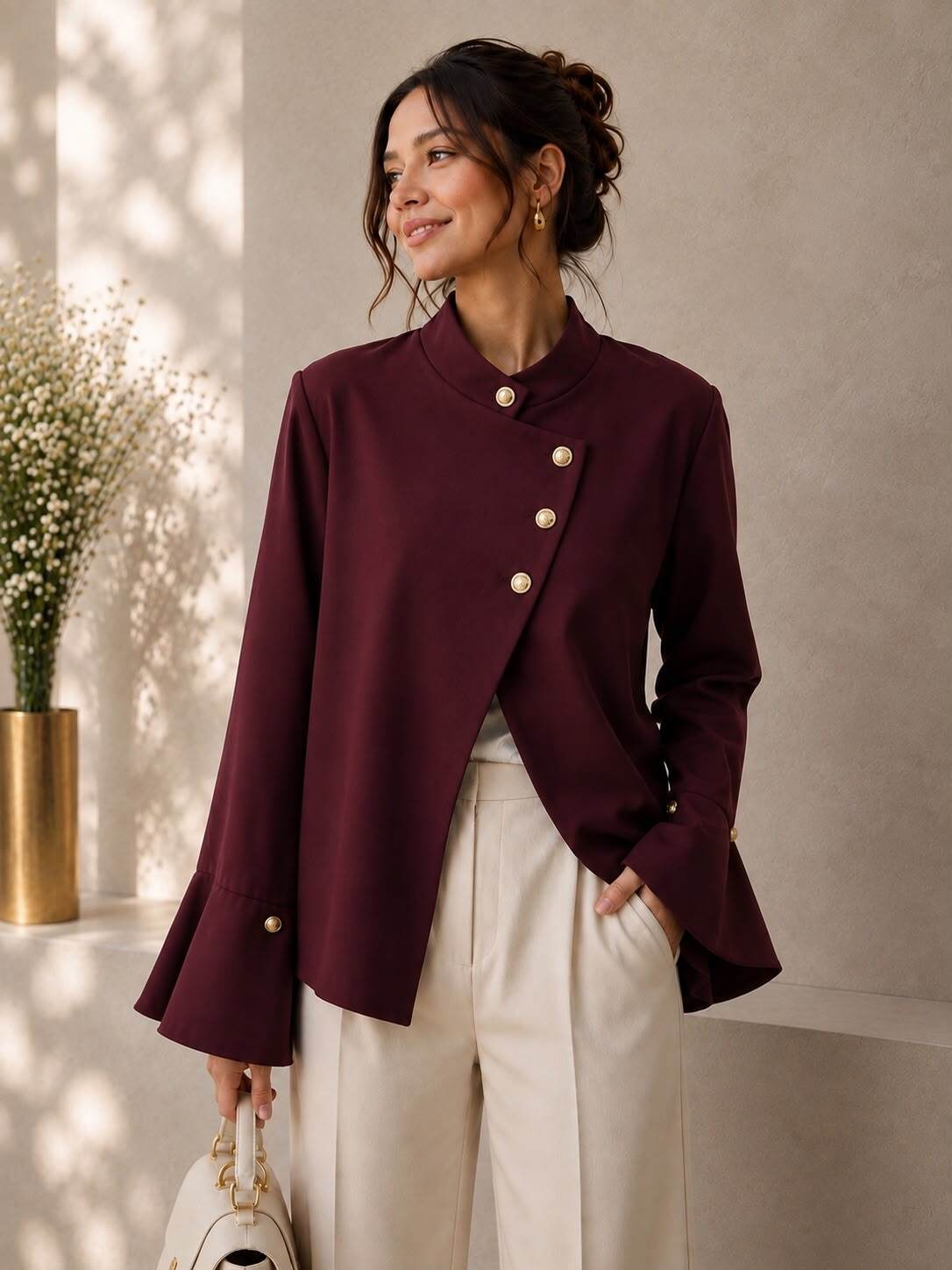 Grossiste LUMINE - Veste col asymétrique bouton