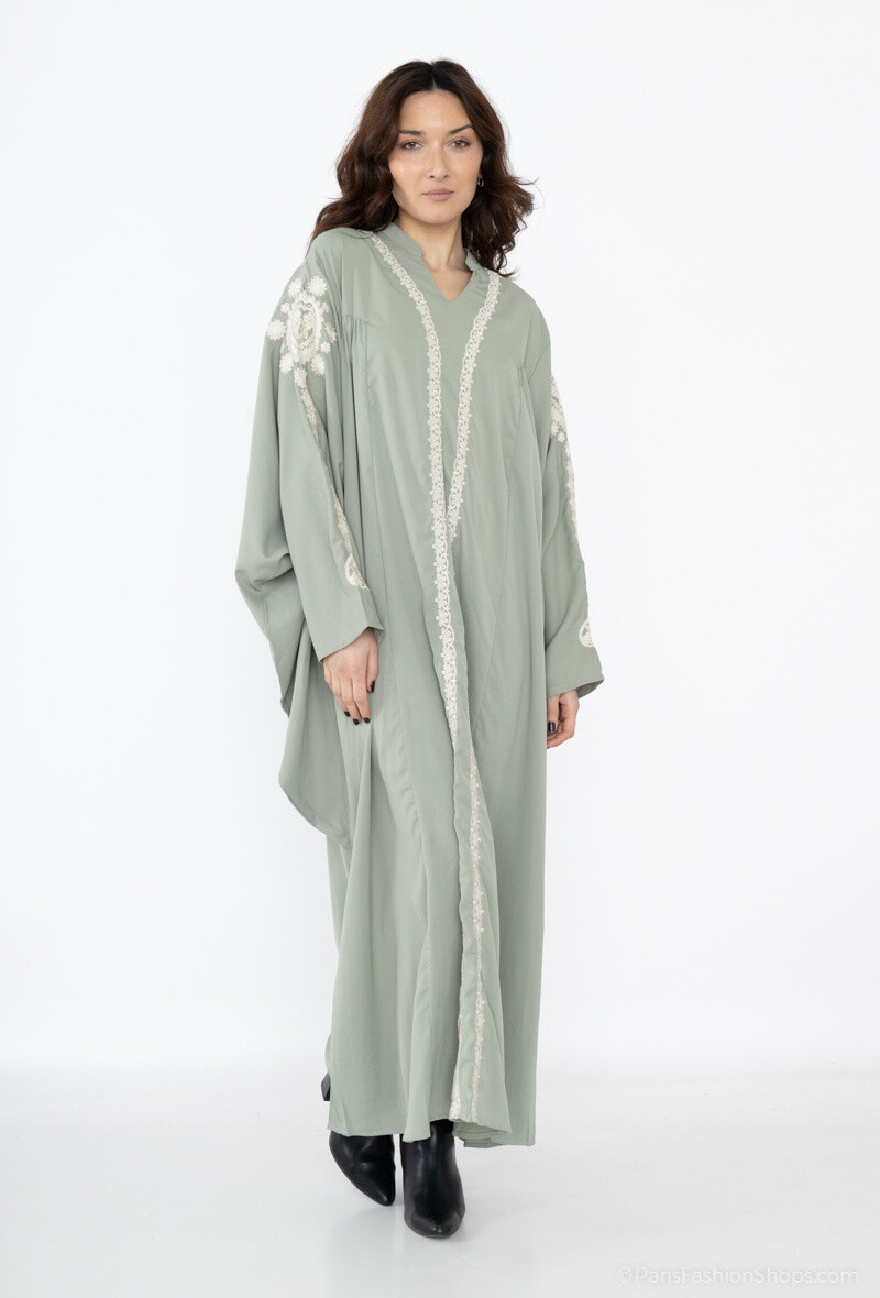 Grossiste Lusa Mode - Robe longue abaya brodée manche longue