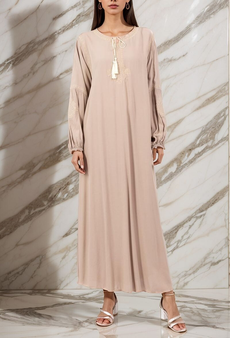 Mayorista Lusa Mode - Vestido unido largo con bordado geométrico