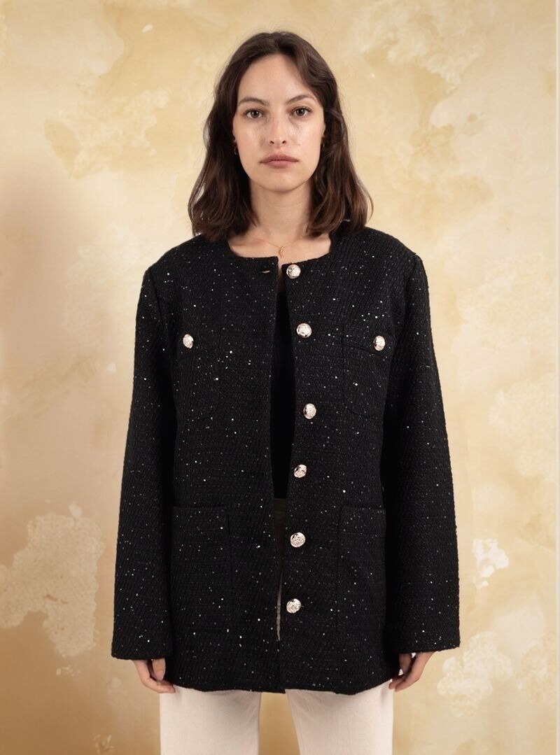 Wholesaler Lusa Mode - Korean style tweed jacket with pockets
