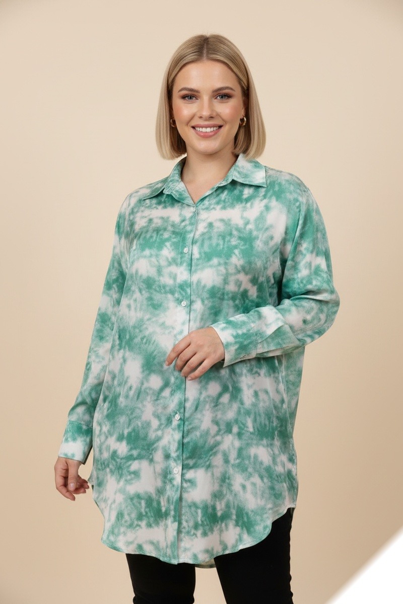 Grossista Lusa Mode - Camicia fluida in raso con stampa sfumata