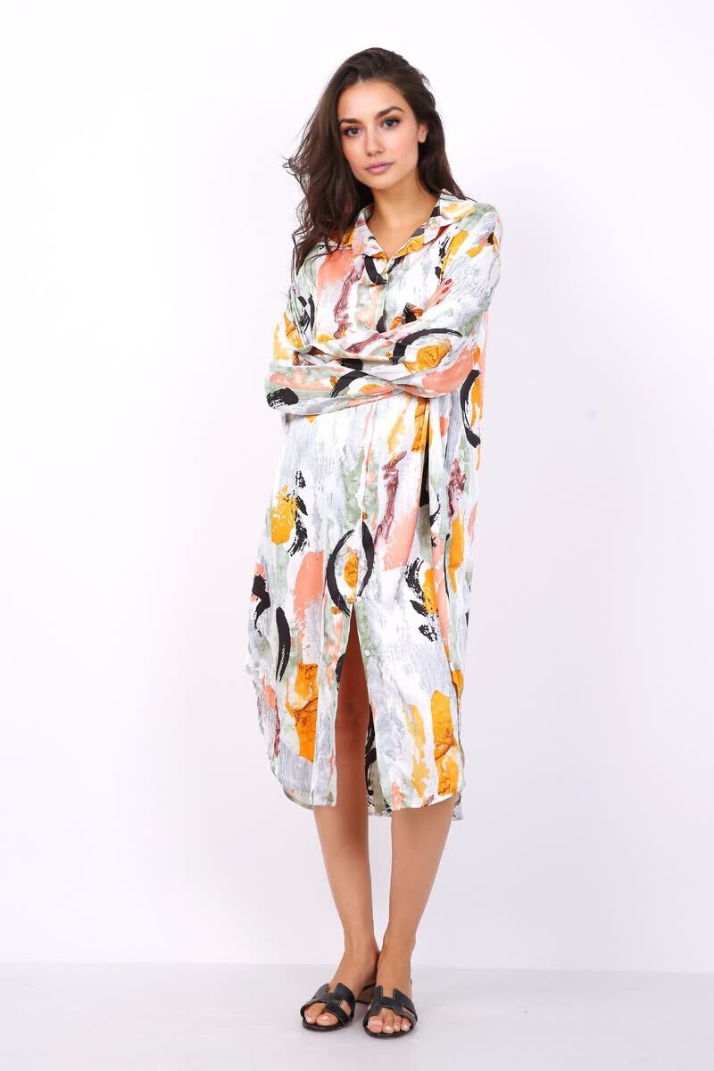 Grossiste Lusa Mode - Blouse chemise longue imprimée
