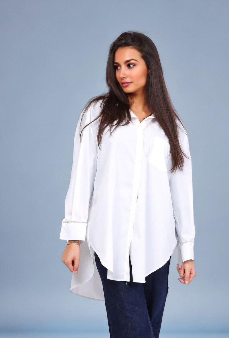 Grossiste Lusa Mode - Blouse chemise uni en coton manches longues