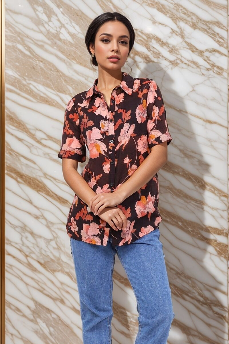 Wholesaler Lusa Mode - Floral linen shirt blouse
