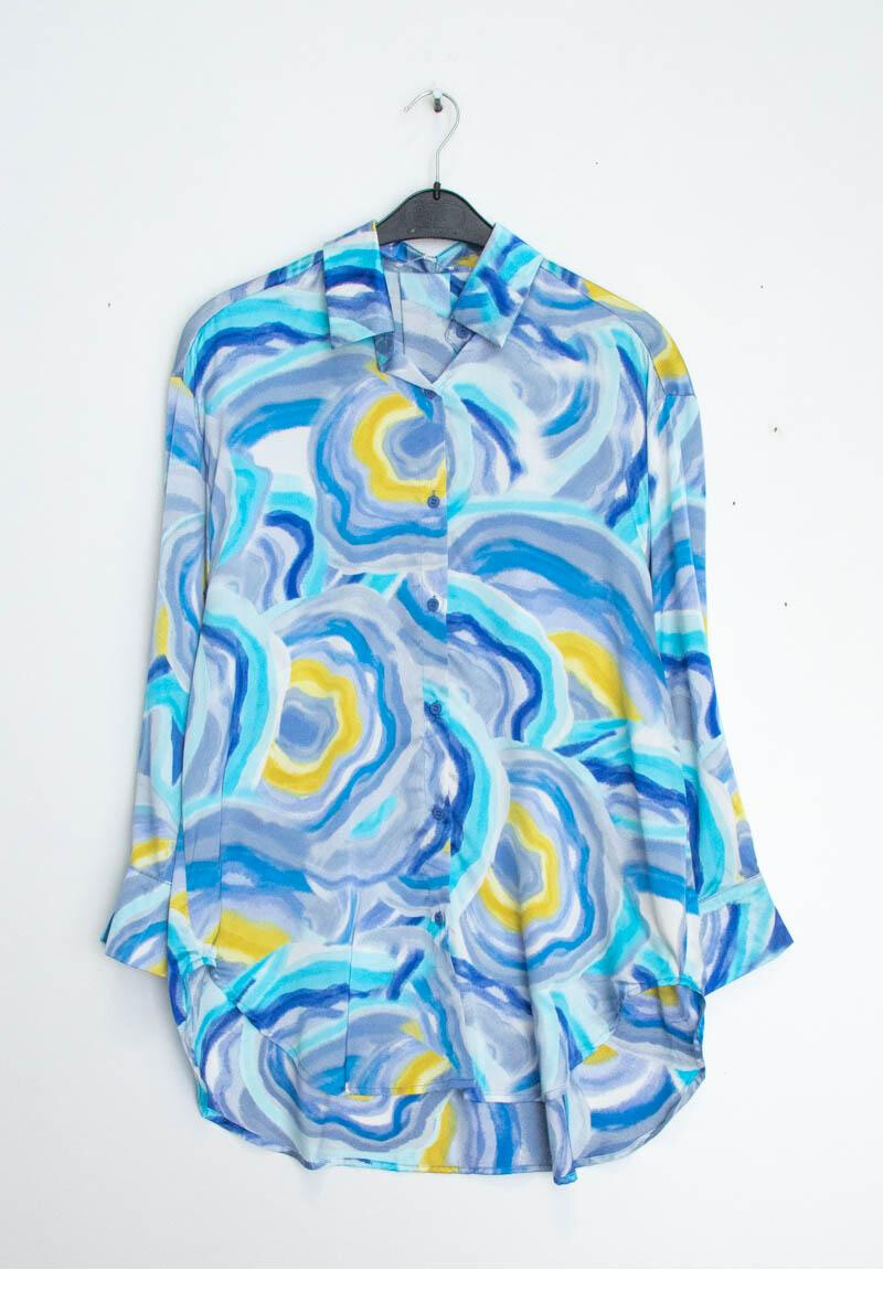 Grossiste Lusa Mode - Chemise tunique imprimé tissu fluide en soie