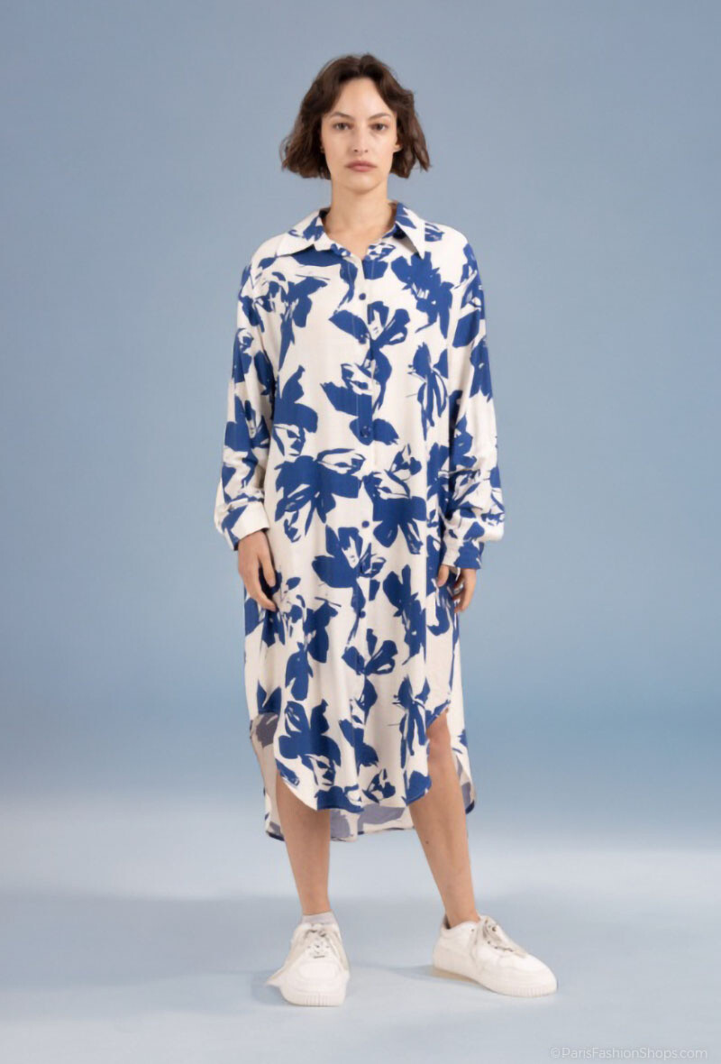 Grossista Lusa Mode - Camicia lunga stampata floreale a manica lunga