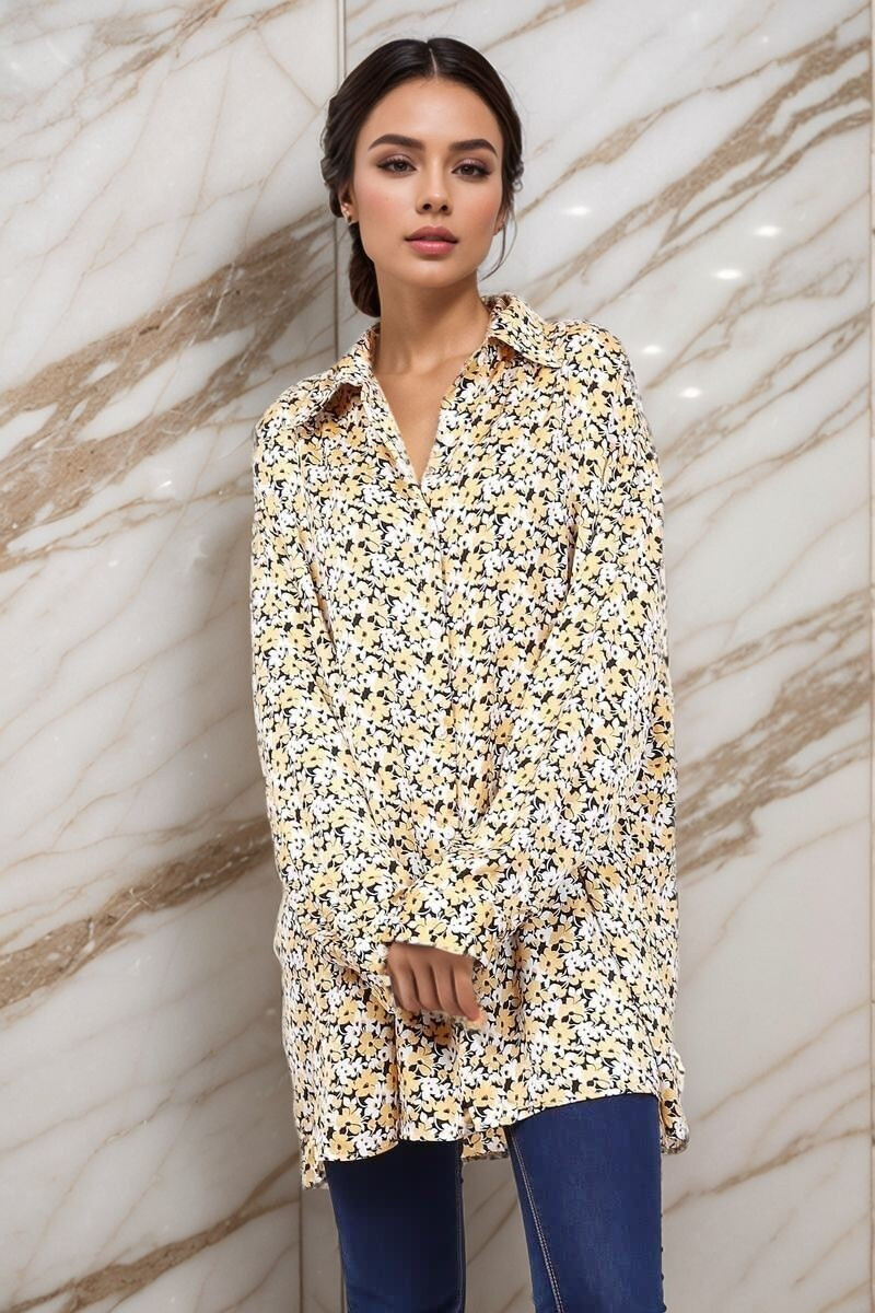 Grossista Lusa Mode - Camicia oversize in seta stampata