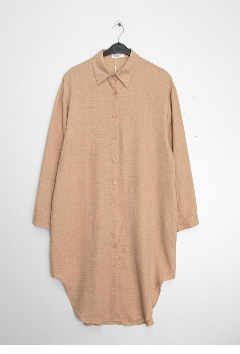 Grossista Lusa Mode - Camicia lunga monocolore a maniche lunghe