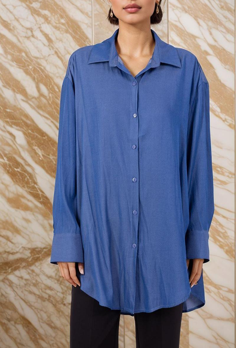 Wholesaler Lusa Mode - Plain denim-colored shirts in very pleasant fabric