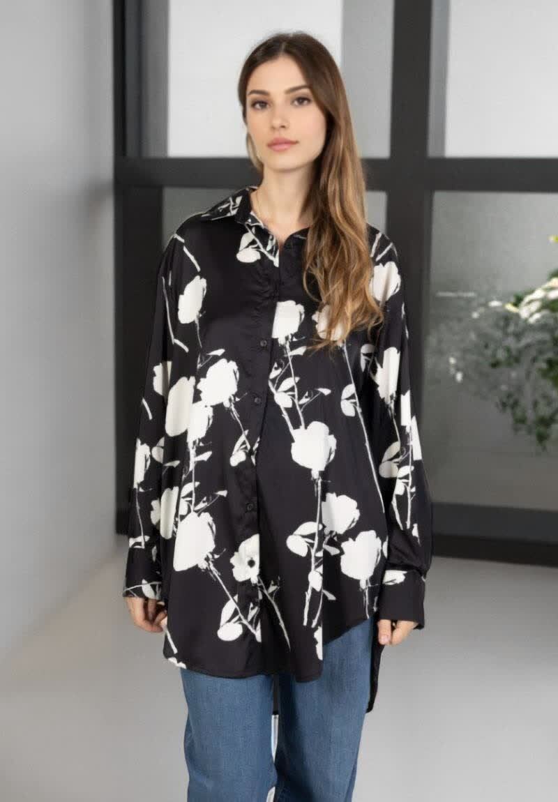 Großhändler Lusa Mode - Langärmliges Hemd mit Blumenmuster