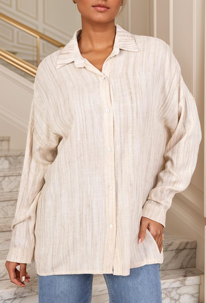 Grossista Lusa Mode - Discreta camicia a strisce lino leggero in lino