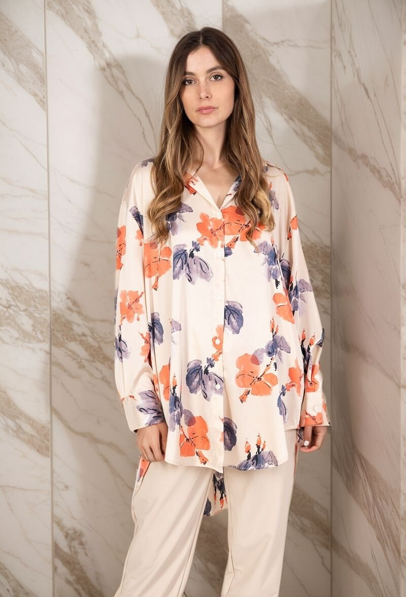 Grossiste Lusa Mode - Chemise imprimée fleurie manches longues