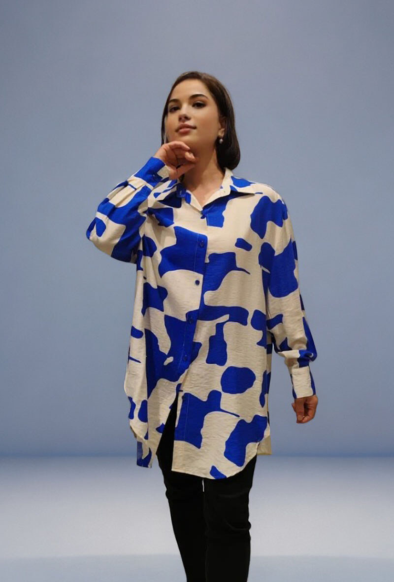 Großhändler Lusa Mode - Langärmliges Hemd mit abstraktem Print