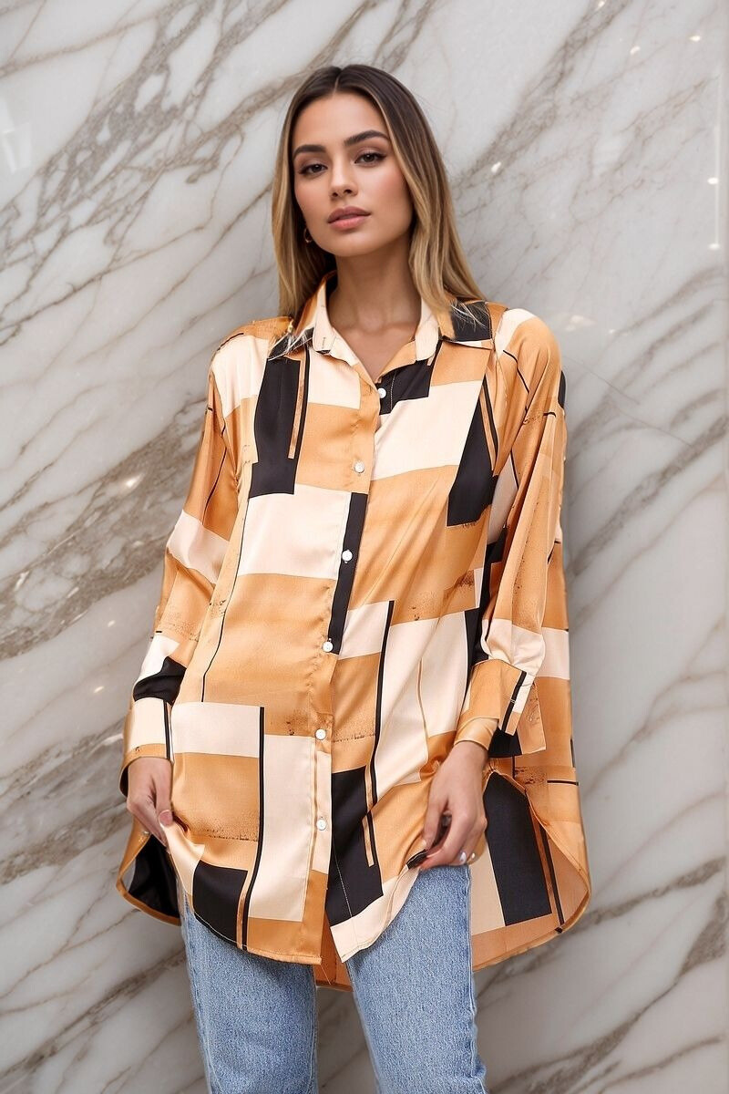 Grossiste Lusa Mode - Chemise tunique imprimé tissu fluide