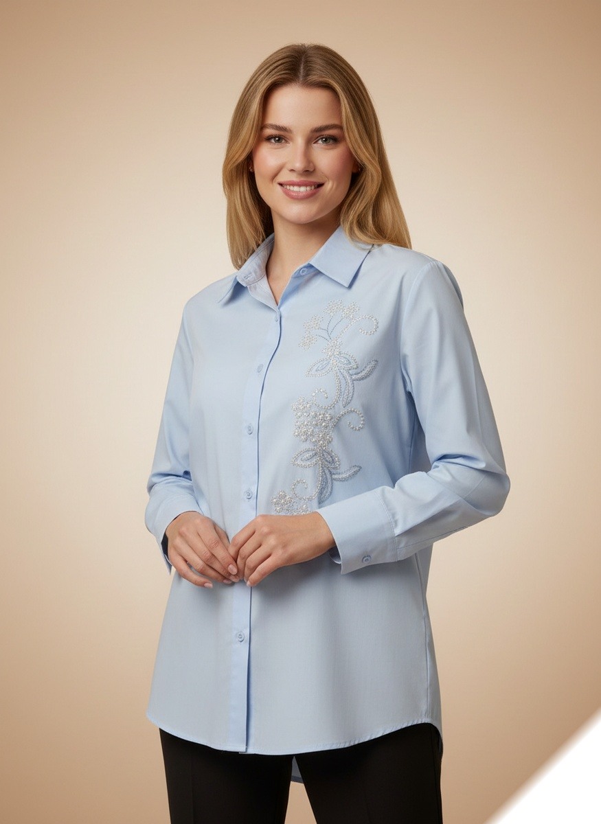Grossista Lusa Mode - Camicia semplice con fiore di perle