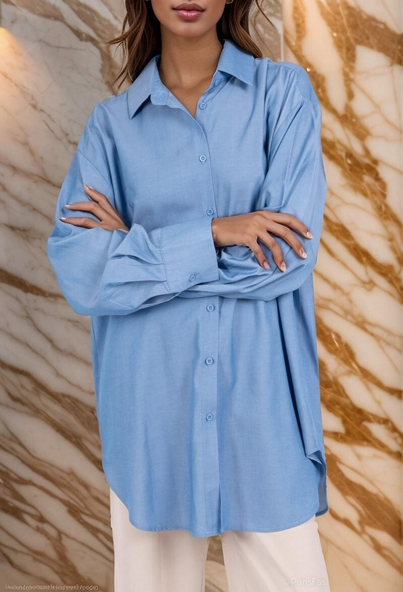 Wholesaler Lusa Mode - Denim shirt, very pleasant to the touch fabric