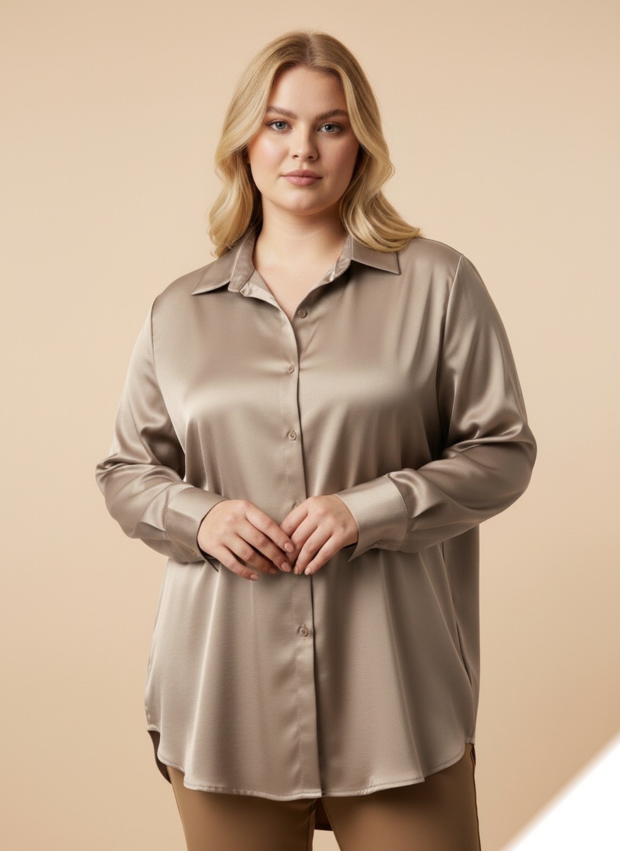 Mayorista Lusa Mode - Camisa lisa de satén grueso y cómodo