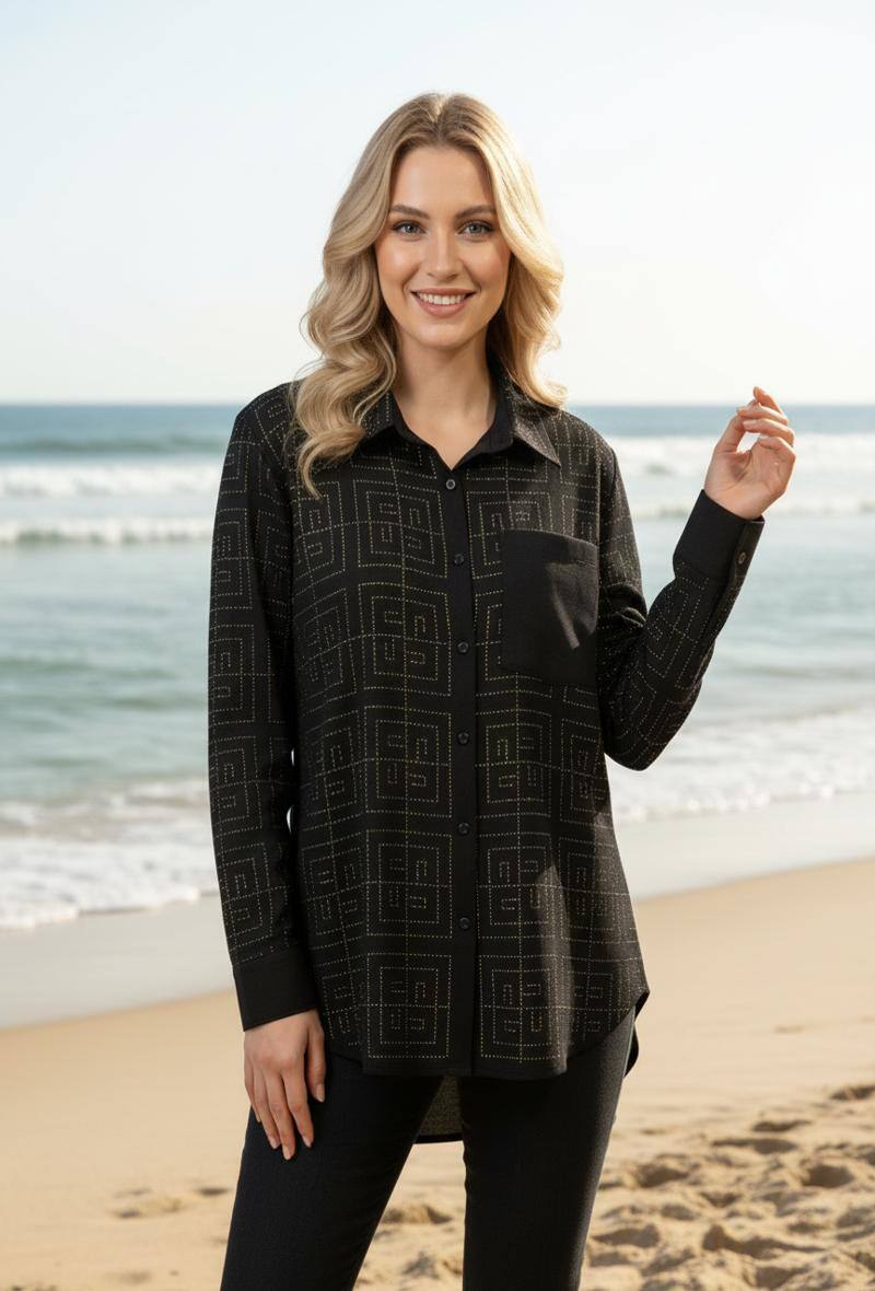 Grossista Lusa Mode - Camicia con strass geometrici