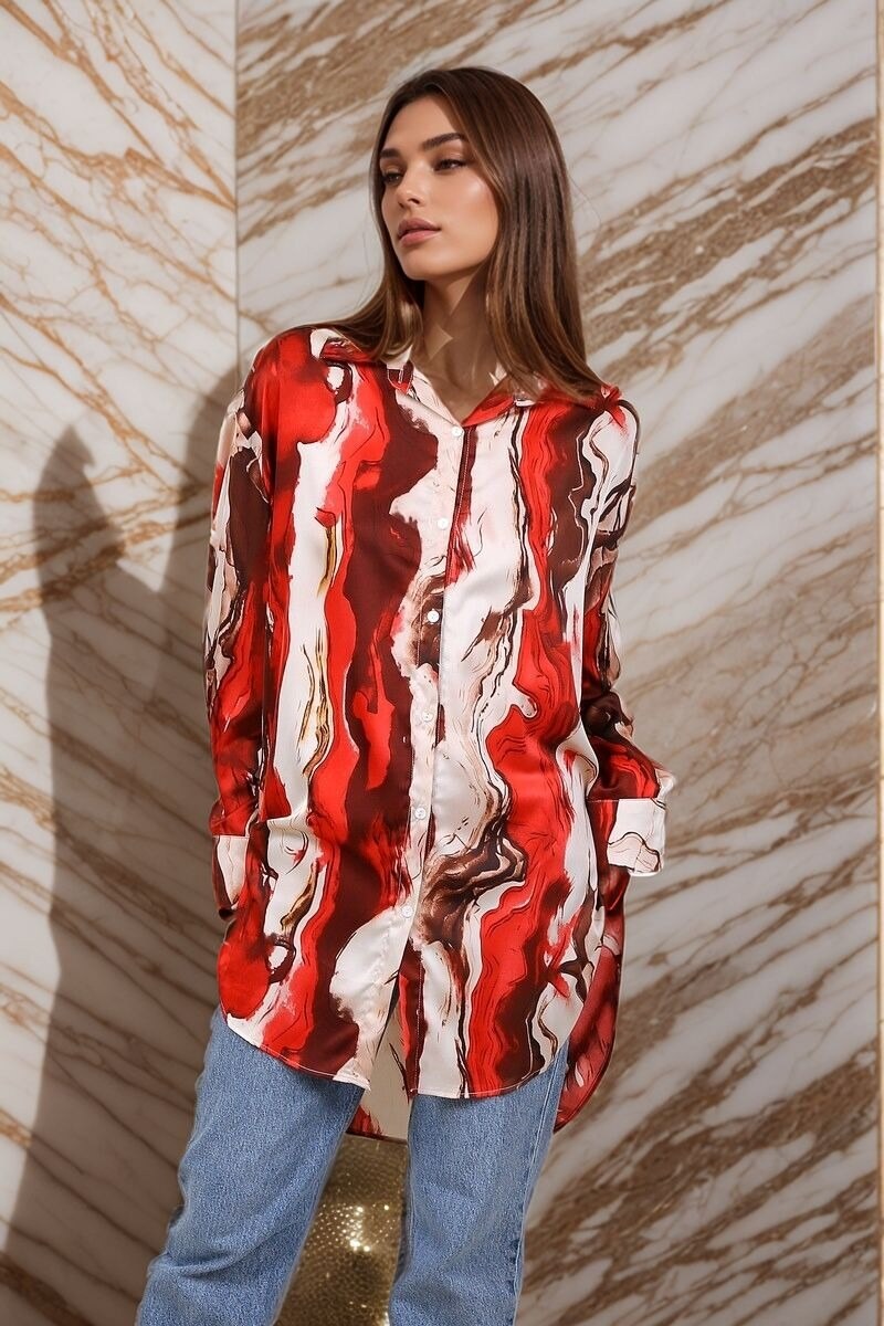 Mayorista Lusa Mode - Camisa túnica estampada de tejido fluido