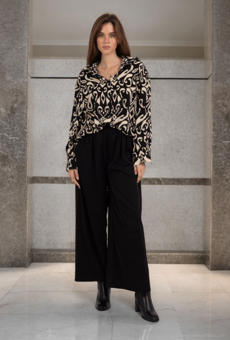 Mayorista Lusa Mode - Conjunto de camisa de manga larga y pantalón con original estampado dorado