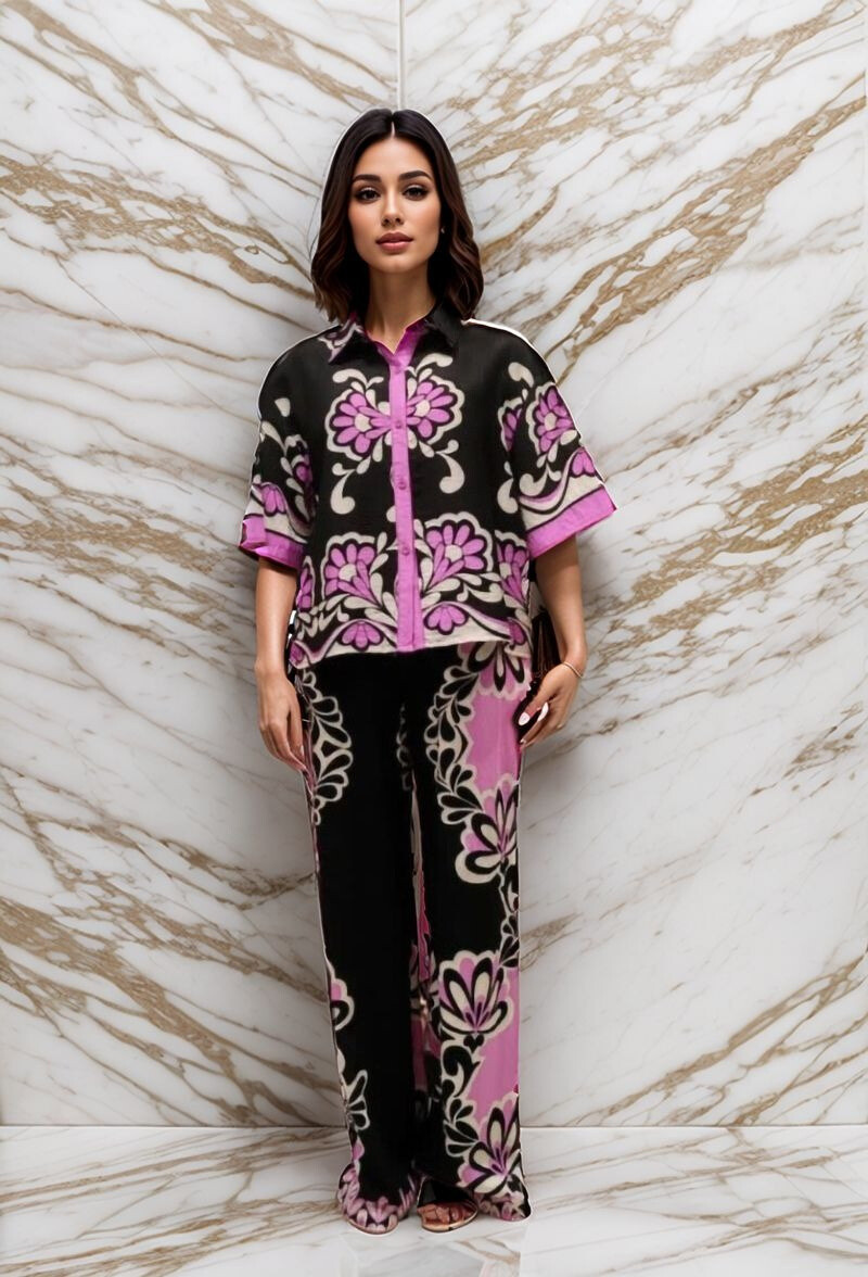 Großhändler Lusa Mode - Set aus Hemd und Hose mit geometrischem Print und Taschen