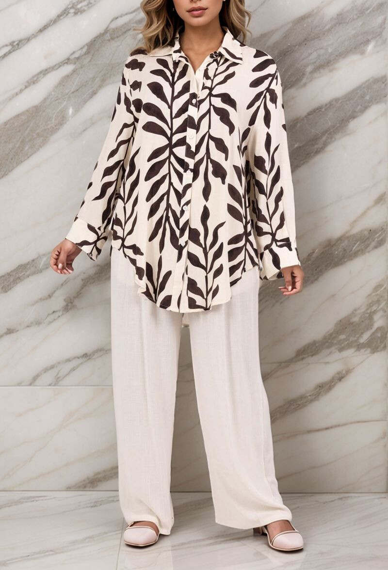 Grossista Lusa Mode - Set camicia e pantaloni Nadia con stampa floreale