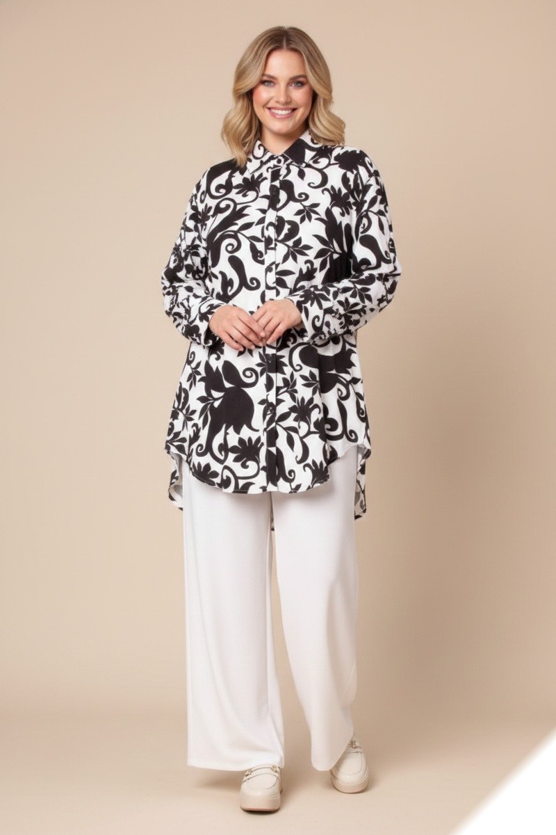 Grossista Lusa Mode - Completo camicia e pantaloni Nadia con stampa floreale